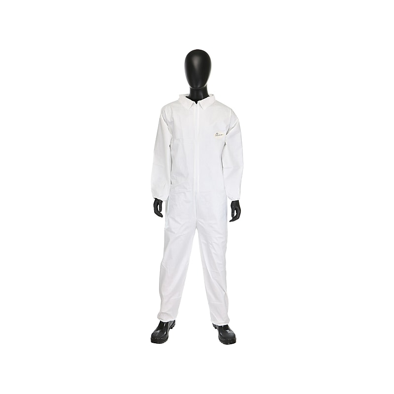 PosiWear Breathable Advantage Coverall with Elastic Wrist and Ankle, White, XL, 25/Carton (3602/XL) image 1