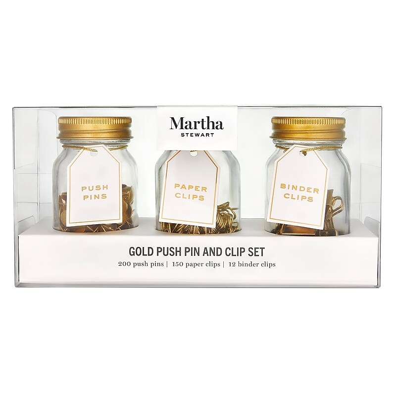 Martha Stewart 352-Piece Push Pin and Clip Set, Gold (MS112L) image 1