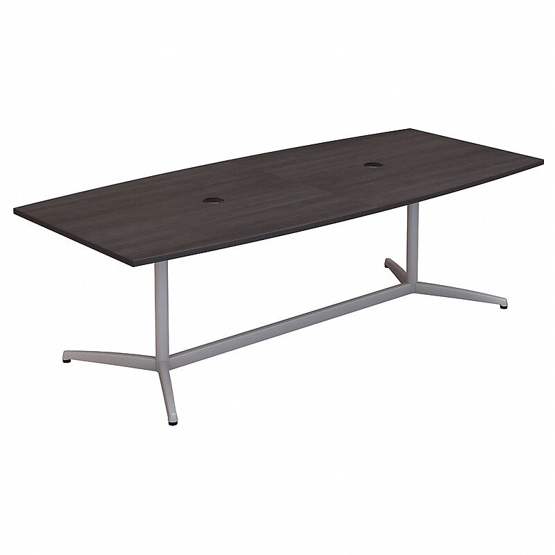 Bush Business Furniture 96W x 42D Boat Shaped Conference Table with Metal Base, Storm Gray (99TBM96SGSVK) image 1