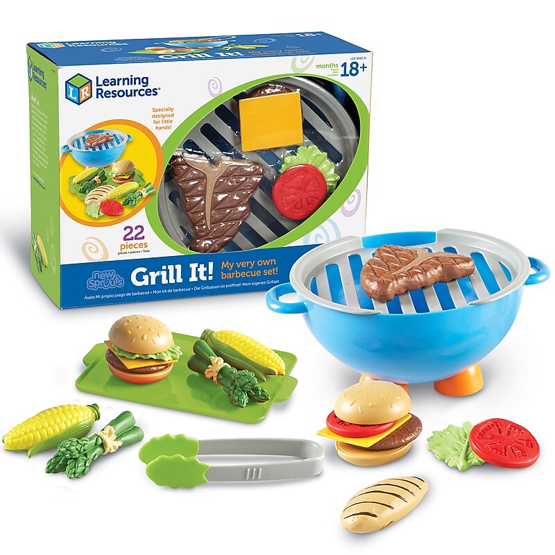 Learning Resources New Sprouts Grill It Barbecue Set Learning Toys, Assorted Colors, 22 Piece Set (LER9260-D) image 1