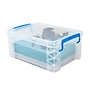 Advantus Super Stacker Snap Lid Storage Box, Clear/Blue (39811)~#|#~B1E23B2C-C486-4114-A9D1F21357C3F4DF_sc7