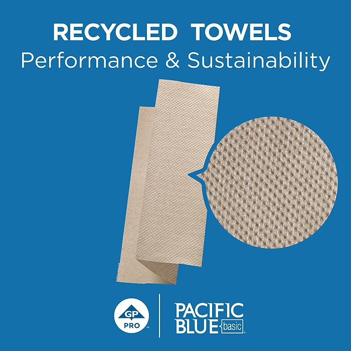 Pacific Blue Basic Recycled Multifold Paper Towel, 1-Ply, 250