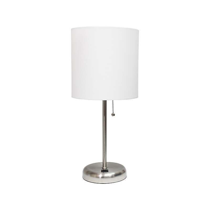 Creekwood Home Oslo LED Table Lamp, Brushed Steel/White (CWT-2012-WH) image 1