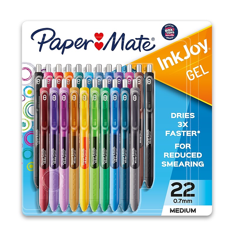 Paper Mate InkJoy Retractable Gel Pen, Medium Point, 0.7mm, Assorted Ink, 22/Pack (2062225) image 1