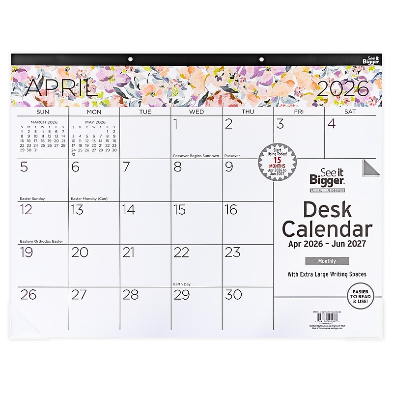 2026-2027 See It Bigger 22" x 17" Academic Monthly Desk Pad Calendar, Fashion (90596) image 1