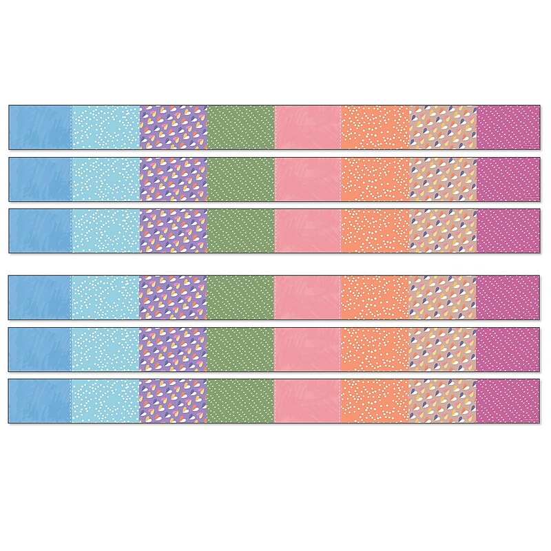 Carson Dellosa Education Crafty and Cool Patchwork Straight Bulletin Board Borders, 3" x 3', 12/Pack, 6 Packs/Bundle image 1