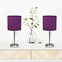 Creekwood Home Oslo Duo 19.5" LED Table Lamp with USB Port, Brushed Steel/Purple Shade, 2/Set (CWT-2012-PR-2PK)~#|#~B1FE9784-7D12-4E3E-8C24ABA4DA03A2BD_sc7