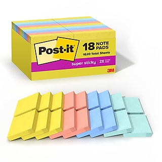 Post-it Super Sticky Notes, 2" x 2", Summer Joy Collection, 90 Sheets/Pad, 18/Pads (622-18SSJOY-CP)~#|#~B2013E54-10D3-4C28-A3226766C3D45AEA_sc7