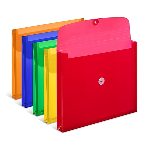 TRU RED™ Plastic Filing Envelopes with Button & String Closure