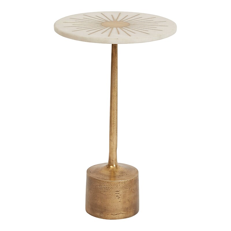 Storied Home Luxe Aluminum and Marble Martini Table, Gold (DF2492) image 1