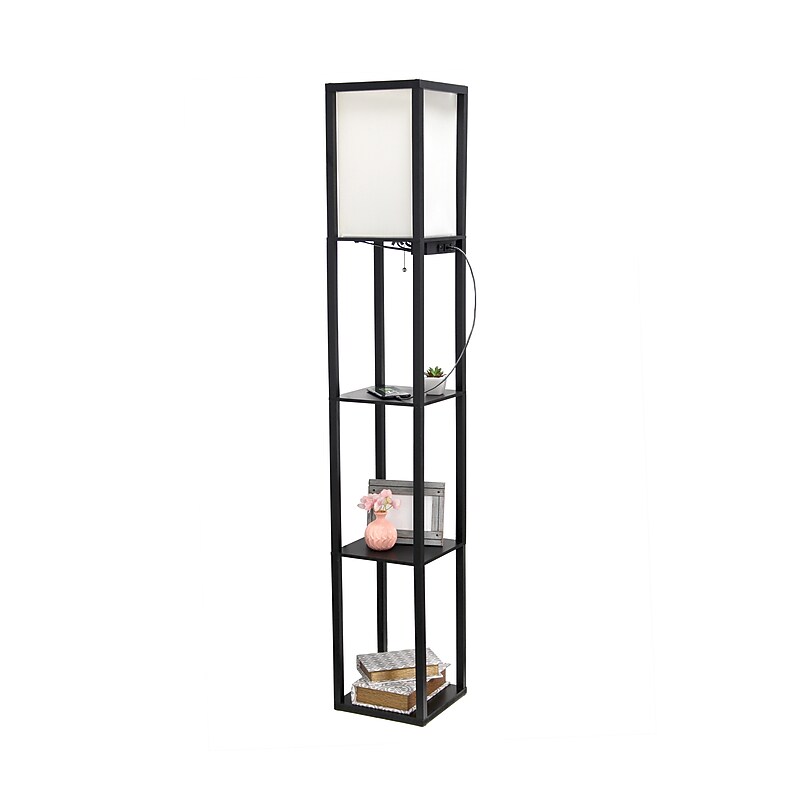 Simple Designs Etagere Organizer 62.5" Floor Lamp with Rectangular Shade, Black (LF1037-BLK-CCLB) image 1