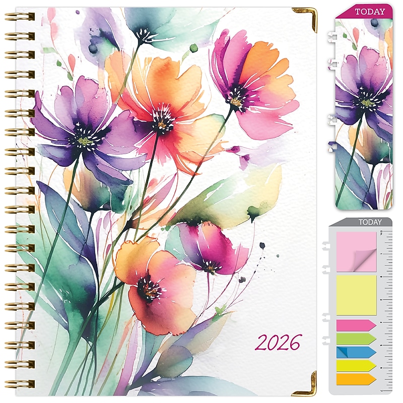 2026 Global Printed Products 8.5" x 11" Weekly & Monthly Planner, Paperboard Cover, Rainbow Floral (FSHN-CY26-8511-53) image 1