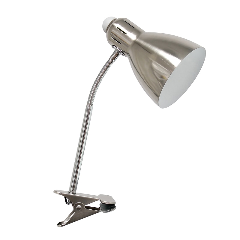 Simple Designs Adjustable Clip Light LED Desk Lamp, 15.50", Brushed Nickel (LD2016-BSN) image 1