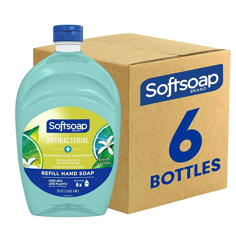 Softsoap Antibacterial Liquid Hand Soap Refill, Fresh Citrus Scent, 50 Fl. Oz., 6/Carton (US05266ACT) image 1