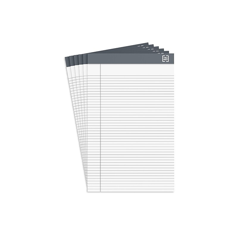 TRU RED™ Notepad, 5" x 8", Narrow Ruled, White, 50 Sheets/Pad, 6 Pads/Pack (TR57358) image 1