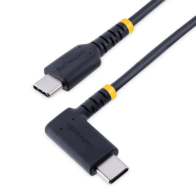 StarTech.com 6.6ft USB-C Cable, Charge/Sync, Right-Angled USB C, Black (R2CCR-2M-USB-CABLE) image 1