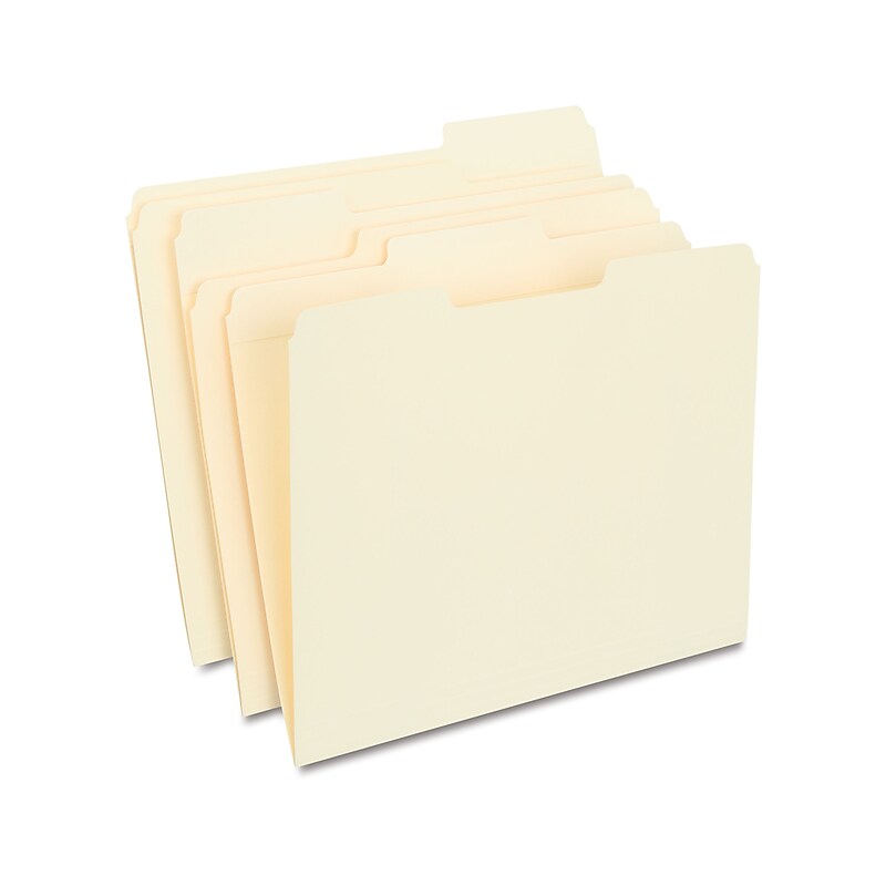 Staples 30% Recycled Reinforced File Folders, 1/3-Cut Tab, Letter Size, Manila, 100/Box (ST56682-CC) image 1