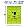 Avery Laser/Inkjet Multipurpose Rectangle Labels, 1-1/4" x 2-3/8", Bright Green, 1440/Box (94227)~#|#~B229A697-6A68-42A4-BD369C2CCB5C42C2_sc7