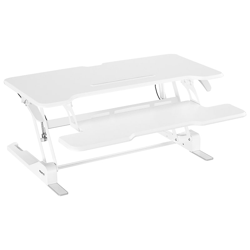 Mount-It! 38"W Manual Rectangular Adjustable Standing Desk Converter, White (MI-15005) image 1