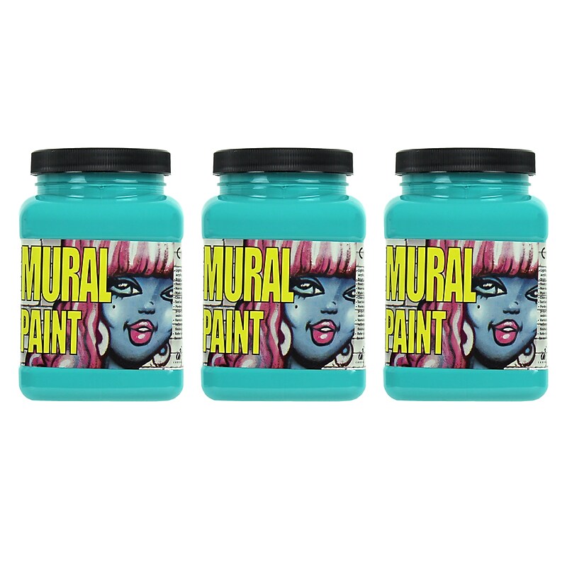 Chroma Acrylic Mural Paint, Calypso (Cobalt Turquoise Light), 16 oz., 3/Bundle (CRM2472-3) image 1