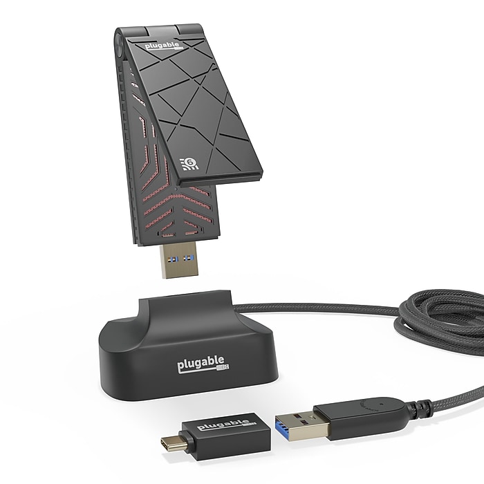 Plugable USB 3.0 Wi-Fi 6 AX1800 Wireless Adapter, Black (USB