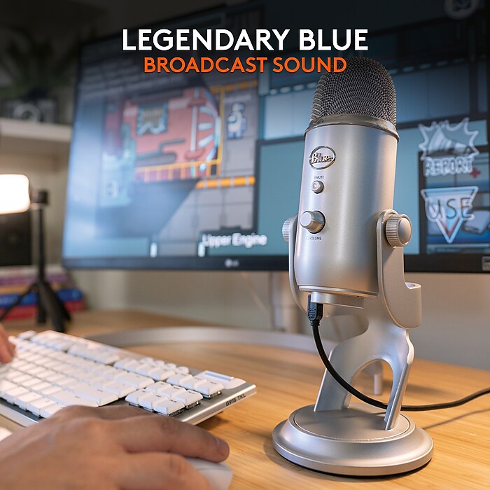 Blue Microphones Yeti Wired Condenser Microphone, Silver