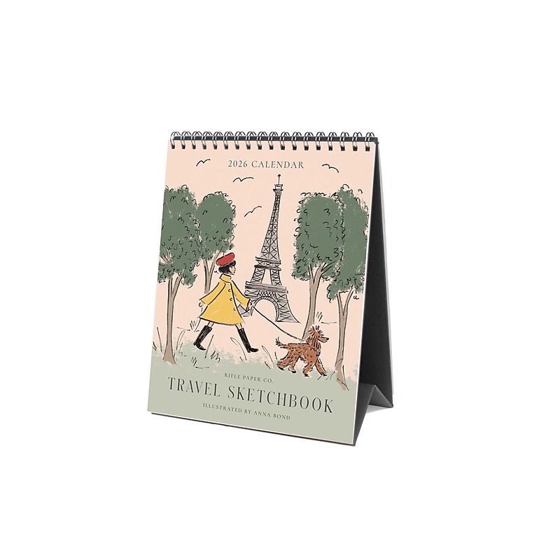 2026 Rifle Paper Co. Travel Sketchbook 6" x 7.5" Monthly Desk Calendar (CAL101) image 1