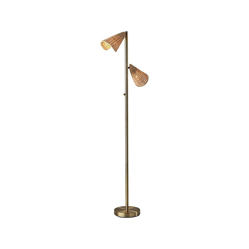 Adesso Cove 62.75" Antique Brass Floor Lamp with 2 Irregular Shades (5114-21) image 1
