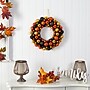 Nearly Natural Halloween Shatterproof Jack-o'-lantern Pumpkin Ornament Wreath, 19" (W1209)~#|#~B2429BFB-EAFA-446E-94BC0472BDAA6E7B_sc7