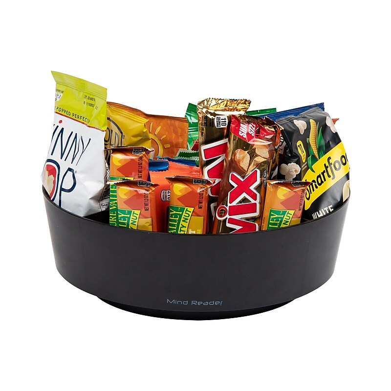 Mind Reader Plastic 4-Compartment Snack Carousel Organizer Snack Tray, Black (LAZSNACK-BLK) image 1