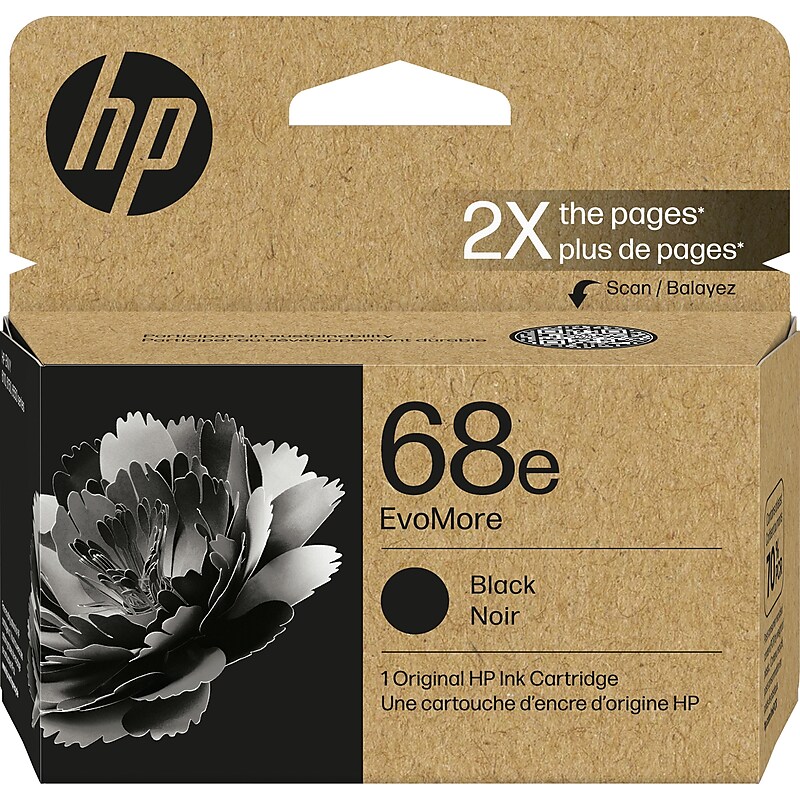 HP 68e EvoMore Black High Yield Ink Cartridge, Prints Up to 320 Pages (7FP22TN) image 1