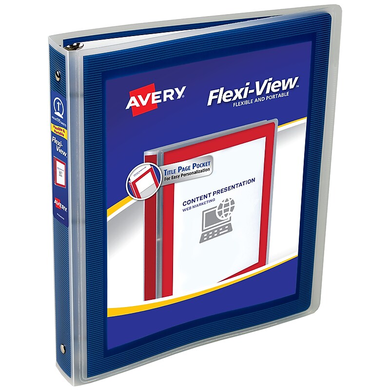 Avery Flexi-View Heavy Duty 1" 3-Ring View Binders, Navy Blue (17685/14988-CC) image 1