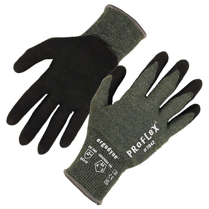 Ergodyne ProFlex 7042 Nitrile Coated Cut-Resistant Gloves, ANSI A4, Heat Resistant, Green, XL, 1 Pair (10345) image 1