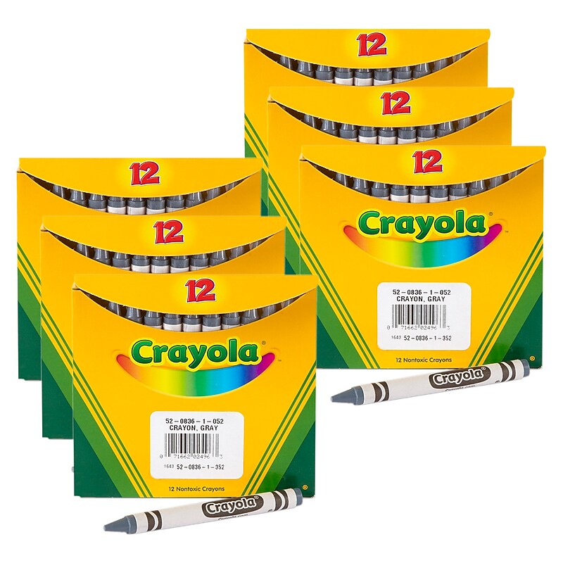 Crayola Bulk Crayons, Gray, 12/Pack, 6 Packs/Bundle (BIN520836052-6) image 1
