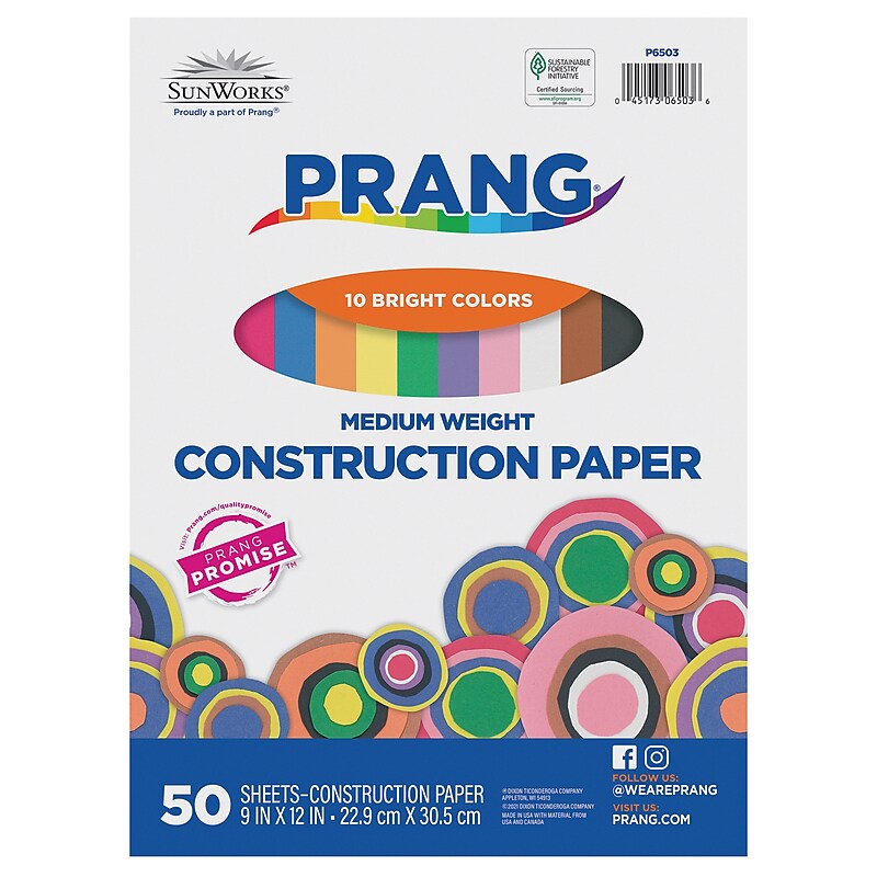 Prang 9" x 12" Construction Paper, Assorted Colors, 50 Sheets/Pack (P6503-0001) image 1