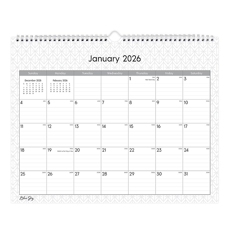 2026 Blue Sky Enterprise 15" x 12" Monthly Desk Calendar, Black/White (111292-26) image 1