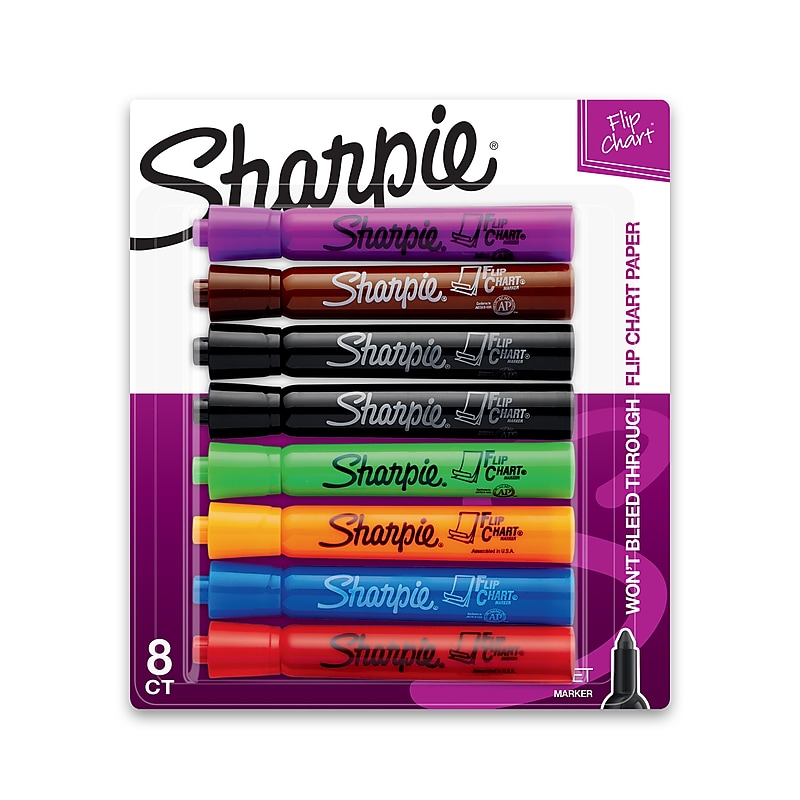 Sharpie Flip Chart Tank Permanent Marker, Bullet Tip, Assorted, 8/Pack (22480) image 1