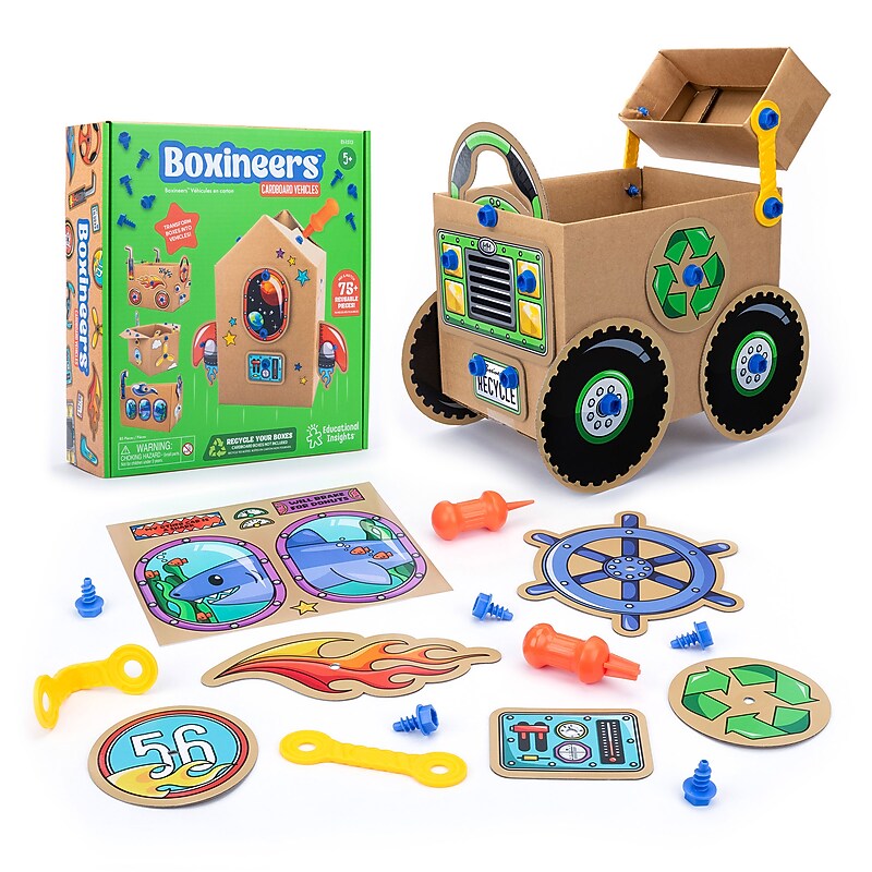 Educational Insights Boxineers Cardboard Vehicles Craft Set, 84 Pieces/Pack (1513) image 1