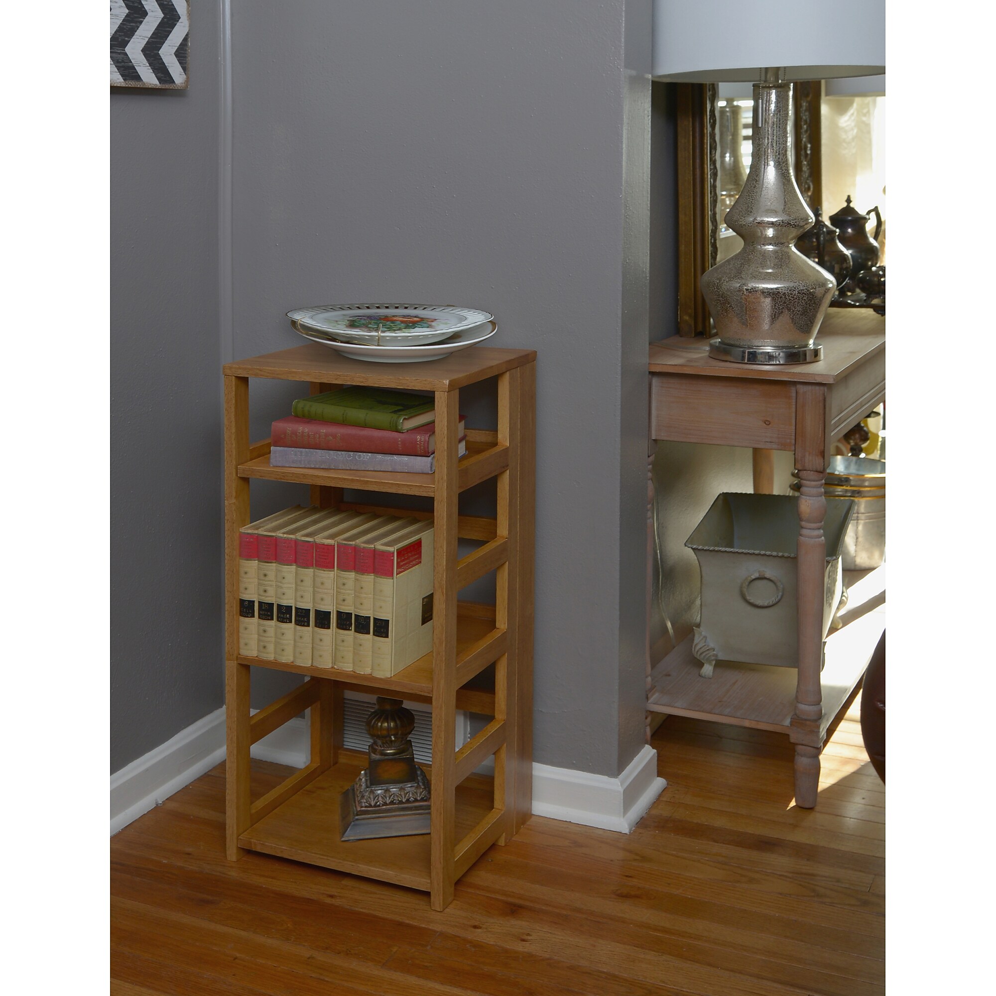 Regency Flip Flop 34″ High Square Folding Bookcase- Medium Oak (FFSQ3412MO) Sansujyuku sansujyuku.com