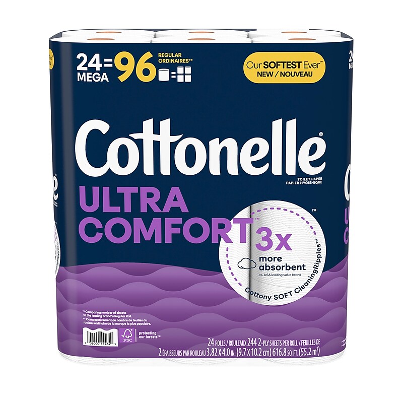 Cottonelle Ultra Comfort Toilet Paper, 2-ply, White, 268 Sheets/Roll, 24 Rolls/Case (54174/55464) image 1