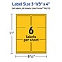 Avery Laser/Inkjet Rectangle Multipurpose Labels, 3-1/3" x 4", Bright Yellow, 240/Pack (94215)~#|#~B26AB390-7A29-463C-9B23D642915D1944_sc7