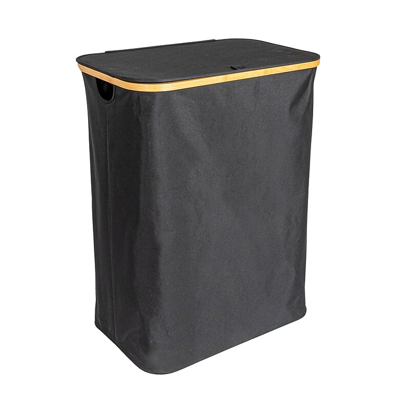 Household Essentials 1-Section Hamper with Lid, Mesh, Black (HE1237) image 1