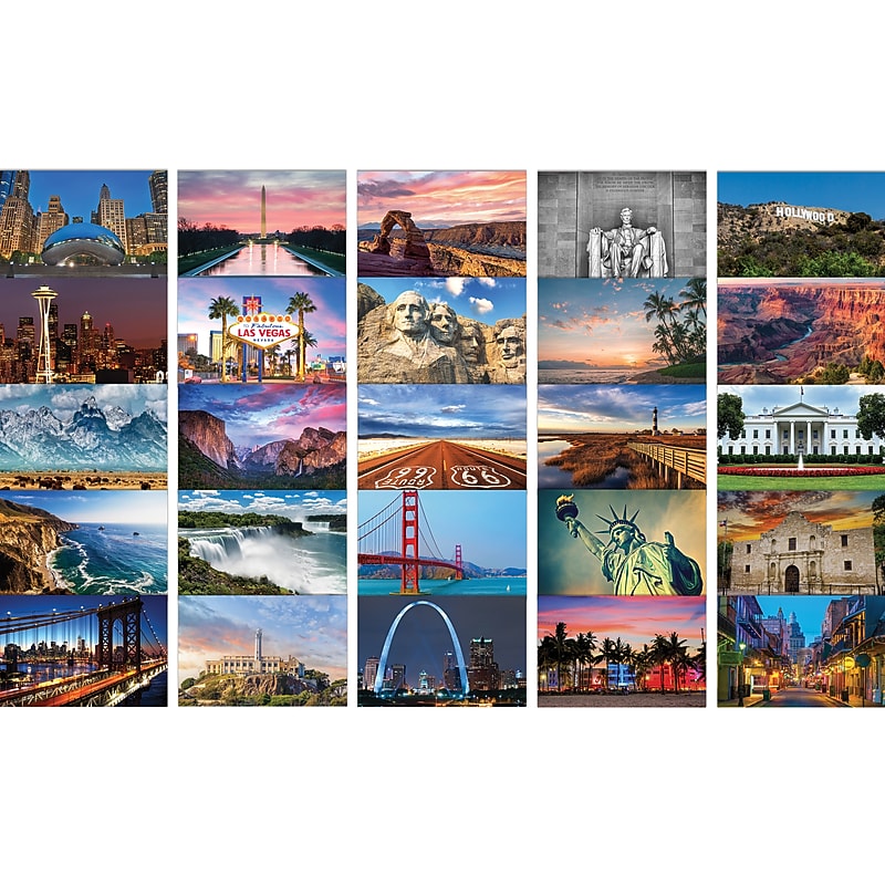 Better Office US Landmarks and Historical Sites Glossy Travel Postcards, Assorted Colors, 50/Pack (65641-50PK) image 1