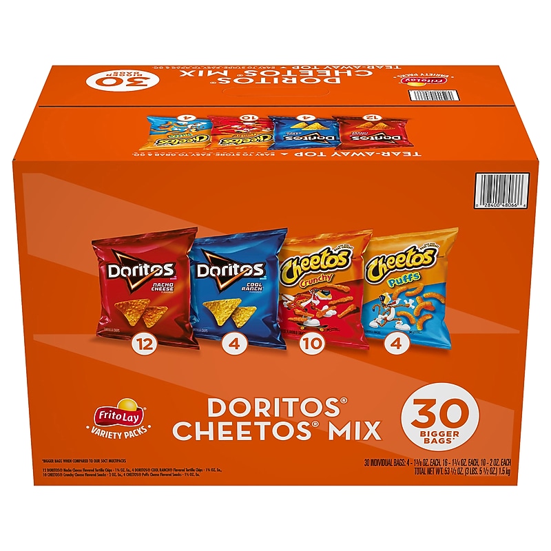Frito Lay Doritos and Cheetos Variety Pack, 53.5 oz., 30/Pack (220-02673) image 1
