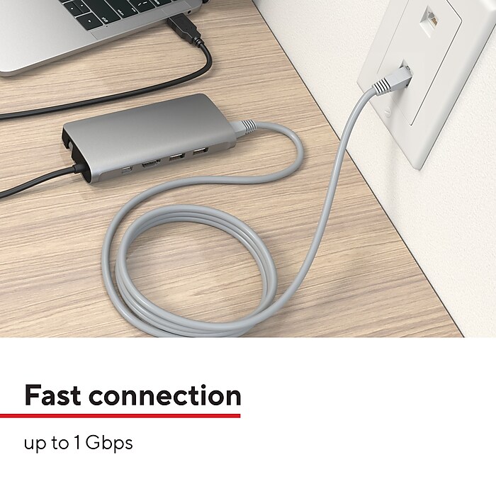 Staples TECH 50' Cat-6 Ethernet Cable, Male to Male, Gray (ST62447