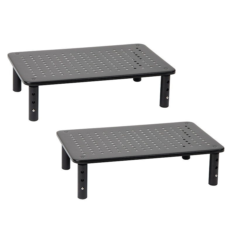 Mind Reader Ventilated Metal Adjustable Monitor Stand, Up to 44 lbs., Black, 2/Pack (4LEGM2PK-BLK) image 1