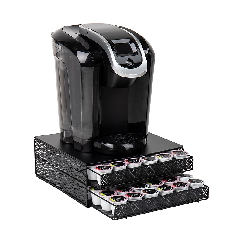 Mind Reader Plastic Coffee Pod Organizer with 2 Drawers, 72 Pod Capacity, Black (DBMTRAY-BLK) image 1