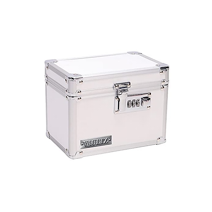 Vaultz Storage Container w/ Combination Lock, Plastic, White