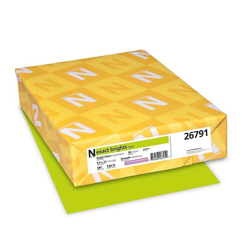 Colored Paper - Neenah Paper Exact Brights Paper, Green, 8-1/2