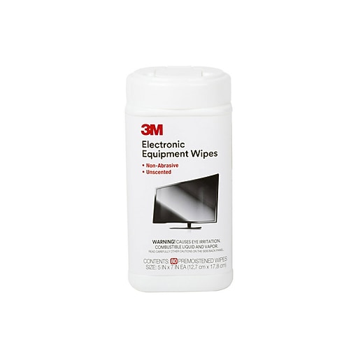 3M Electronic Equipment Cleaning Wipes, Unscented, Nonabrasive, Safe